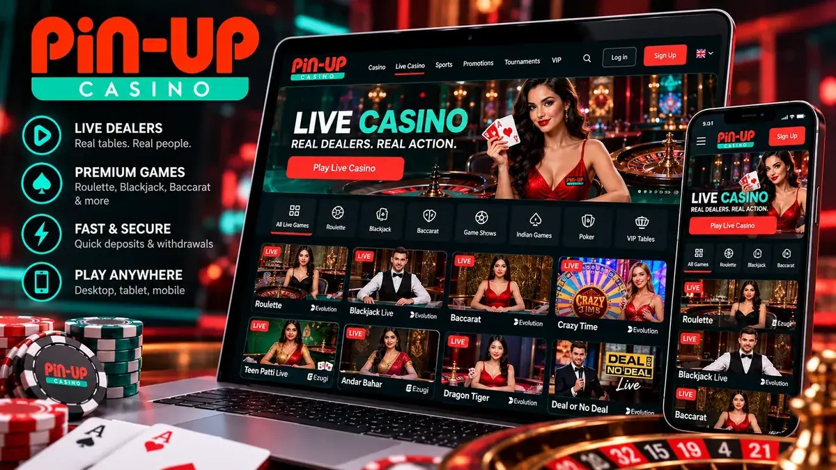 Live-казино Pin Up на ноутбуке и телефоне: столы с живыми дилерами